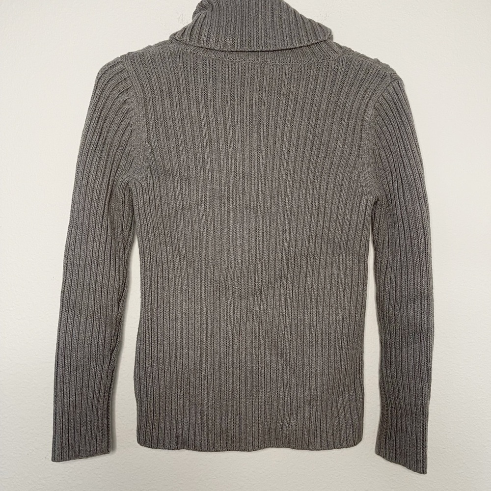 Talbots cowl neck wool blend sequins cable knit gray sweater - Picture 5 of 8